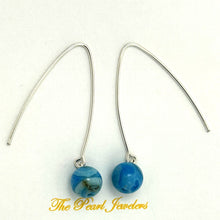 Load image into Gallery viewer, Solid Sterling Silver 925 V-Shaped Wire Agate Earrings (Turquoise Color)