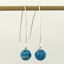 Load image into Gallery viewer, Solid Sterling Silver 925 V-Shaped Wire Agate Earrings (Turquoise Color)