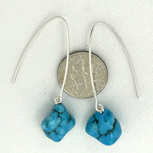 Load image into Gallery viewer, Solid Sterling Silver 925 V-Shaped Wire Turquoise Baroque Earrings