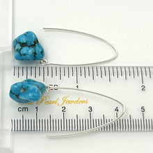 Load image into Gallery viewer, Solid Sterling Silver 925 V-Shaped Wire Turquoise Baroque Earrings