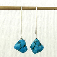 Load image into Gallery viewer, Solid Sterling Silver 925 V-Shaped Wire Turquoise Baroque Earrings