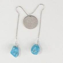 Load image into Gallery viewer, Solid Sterling Silver 925 Baroque Turquoise Box Chain Hook Earrings