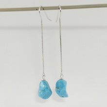Load image into Gallery viewer, Solid Sterling Silver 925 Baroque Turquoise Box Chain Hook Earrings