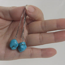 Load image into Gallery viewer, Solid Sterling Silver 925 Baroque Turquoise Box Chain Threader Earrings