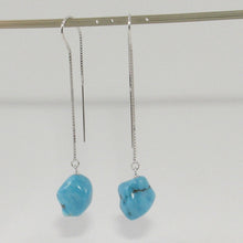 Load image into Gallery viewer, Solid Sterling Silver 925 Baroque Turquoise Box Chain Threader Earrings