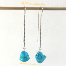 Load image into Gallery viewer, Solid Sterling Silver 925 Baroque Turquoise Box Chain Threader Earrings (11mm, Slim)