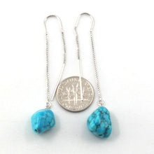 Load image into Gallery viewer, Solid Sterling Silver 925 Baroque Turquoise Box Chain Threader Earrings (11mm, Medium)
