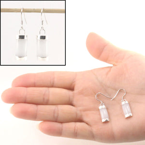 Sterling Silver White Jade Fish Hook Earrings: Minimalist Design