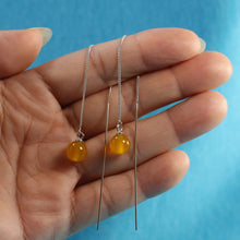 Load image into Gallery viewer, Solid Sterling Silver 925 Yellow Agate Threader Earrings