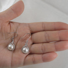 Load image into Gallery viewer, Sterling Silver White Pearl CZ Hook Earrings (50 CZ)