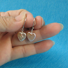 Load image into Gallery viewer, Sterling Silver Heart-Shaped Pink Coin Pearl Leverback Earrings