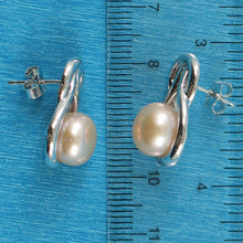 Load image into Gallery viewer, Solid Sterling Silver Love Knot Pink Pearl Stud Earrings