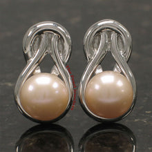 Load image into Gallery viewer, Sterling Silver Love Knot Pearl Stud Earrings