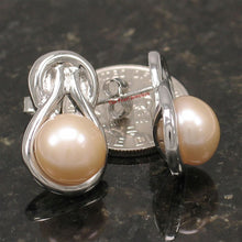 Load image into Gallery viewer, Sterling Silver Love Knot Pearl Stud Earrings
