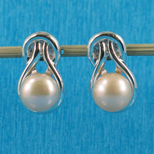 Load image into Gallery viewer, Solid Sterling Silver Love Knot Pink Pearl Stud Earrings