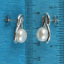Load image into Gallery viewer, Sterling Silver Love Knot White Pearl Stud Earrings