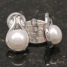 Load image into Gallery viewer, Sterling Silver Love Knot White Pearl Stud Earrings