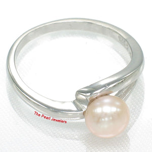 Solid Sterling Silver .925 Pink Freshwater Pearl Solitaire Ring