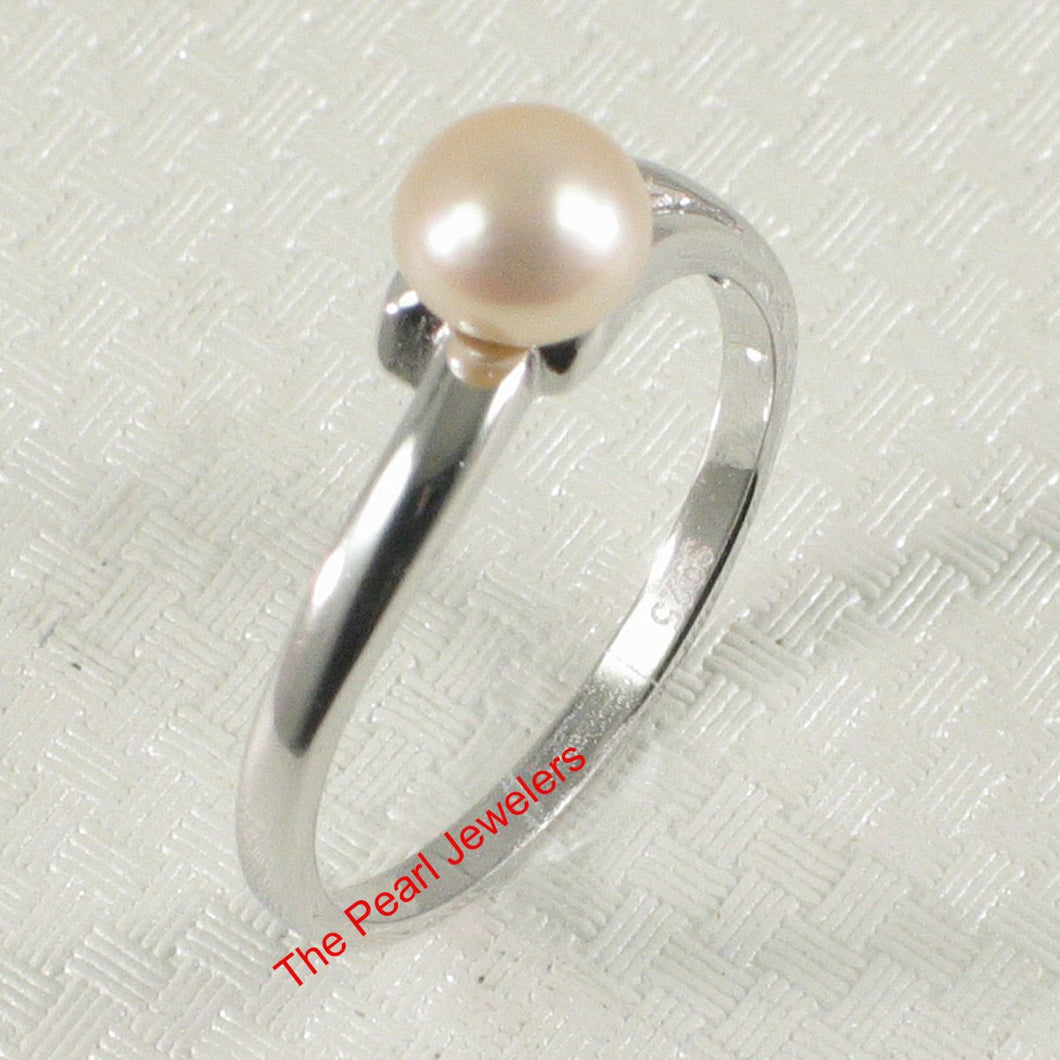 Solid Sterling Silver .925 Pink Freshwater Pearl Solitaire Ring