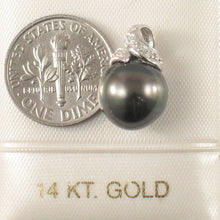 Load image into Gallery viewer, 14k White Gold &amp; Diamond Black Tahitian Pearl Pendant