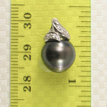 Load image into Gallery viewer, 14k White Gold &amp; Diamond Black Tahitian Pearl Pendant