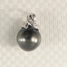 Load image into Gallery viewer, 14k White Gold &amp; Diamond Black Tahitian Pearl Pendant
