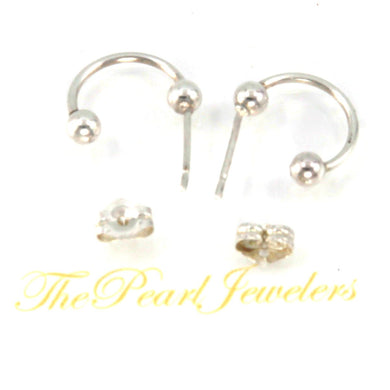 Sterling Silver 14mm Open Hoop with Bead Earrings