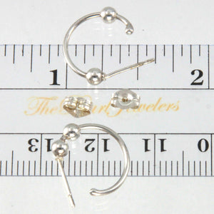 Sterling Silver 14mm Open Hoop with Bead Earrings