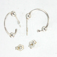 Load image into Gallery viewer, Sterling Silver 14mm Open Hoop with Bead Earrings