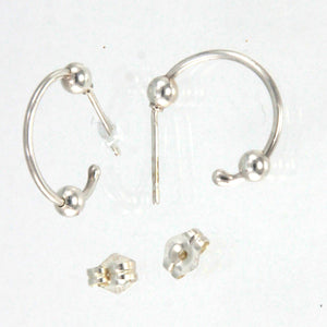 Sterling Silver 14mm Open Hoop with Bead Earrings