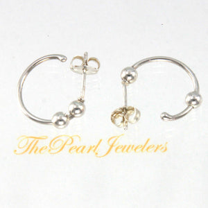 Sterling Silver 14mm Open Hoop with Bead Earrings