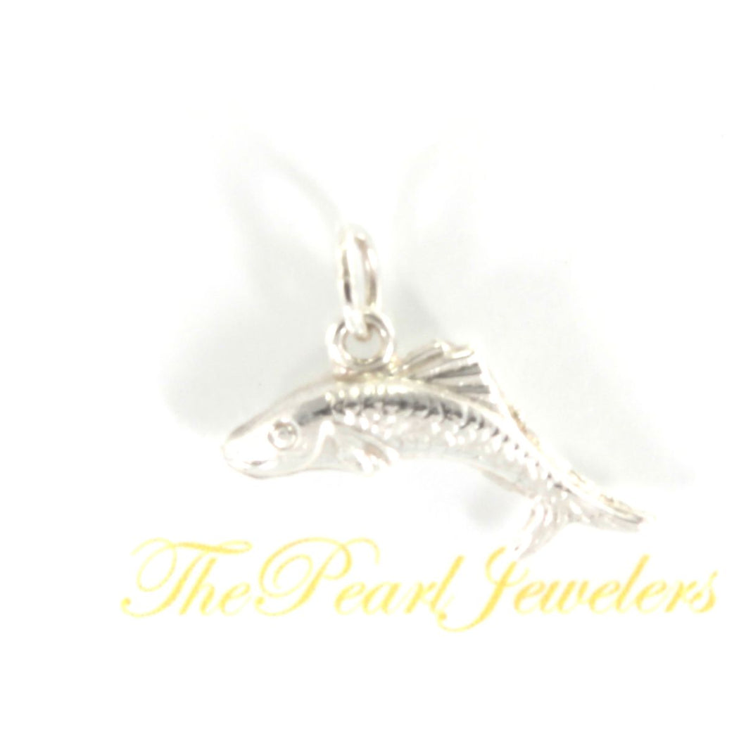 Sterling Silver 3D Fish Pendant Necklace (Wide)
