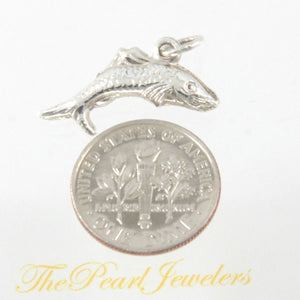 Sterling Silver 3D Fish Pendant Necklace (Wide)