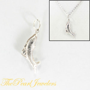 Sterling Silver 3D Fish Pendant Necklace (Slim)