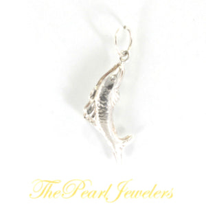 Sterling Silver 3D Fish Pendant Necklace (Slim)
