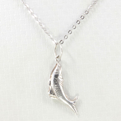 Sterling Silver 3D Fish Pendant Necklace (Slim)