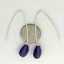 Load image into Gallery viewer, Sterling Silver Amethyst V-Shaped Wire Dangle Earrings
