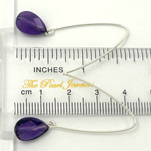 Load image into Gallery viewer, Sterling Silver Amethyst V-Shaped Wire Dangle Earrings