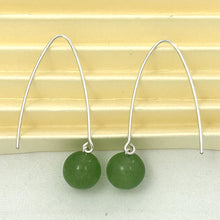 Load image into Gallery viewer, Sterling Silver Aventurine V-Shaped Wire Dangle Earrings