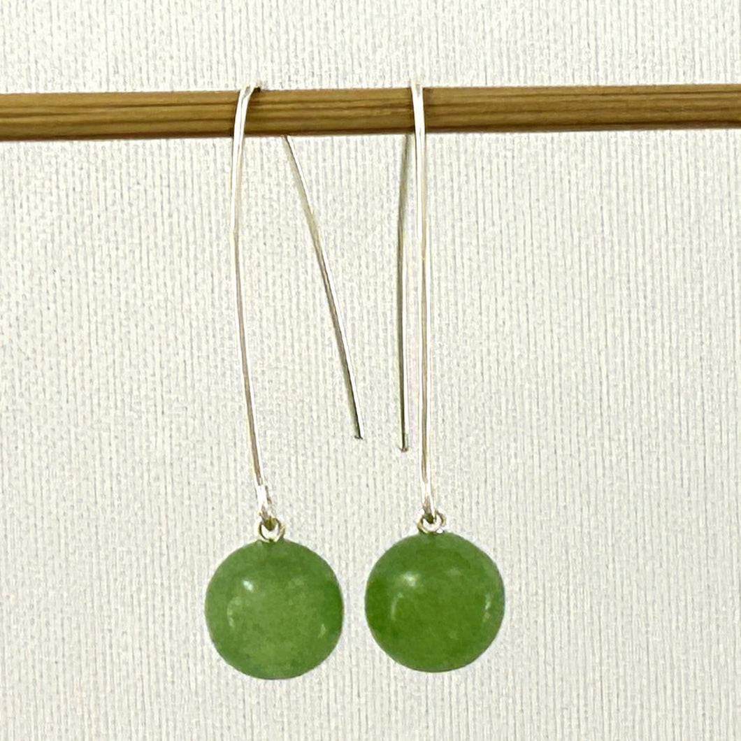 Sterling Silver Aventurine V-Shaped Wire Dangle Earrings