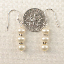 Load image into Gallery viewer, Sterling Silver Bali Bead White Pearl Hook Earrings