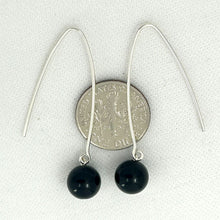 Load image into Gallery viewer, Sterling Silver Black Onyx V-Shaped Wire Dangle Earrings (8mm Smooth)
