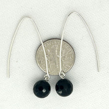 Load image into Gallery viewer, Sterling Silver Black Onyx V-Shaped Wire Dangle Earrings (8mm Faceted)