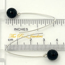 Load image into Gallery viewer, Sterling Silver Black Onyx V-Shaped Wire Dangle Earrings (8mm Faceted)