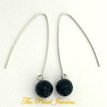 Load image into Gallery viewer, Sterling Silver Black Onyx V-Shaped Wire Dangle Earrings (8mm Faceted)