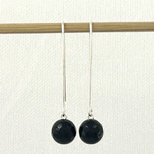 Load image into Gallery viewer, Sterling Silver Black Onyx V-Shaped Wire Dangle Earrings (8mm Faceted)
