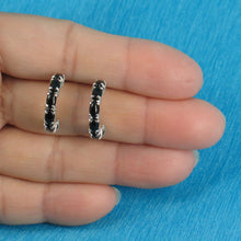 Load image into Gallery viewer, Sterling Silver 12pcs Oval Cabochon Black Onyx C Post Earrings
