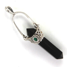 Load image into Gallery viewer, Sterling Silver Black Onyx Obelisk Pendant (Slim Design)