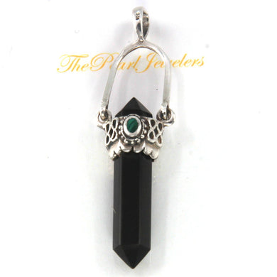Sterling Silver Black Onyx Obelisk Pendant (Slim Design)