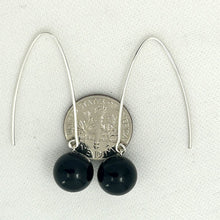 Load image into Gallery viewer, Sterling Silver Black Onyx V-Shaped Wire Dangle Earrings